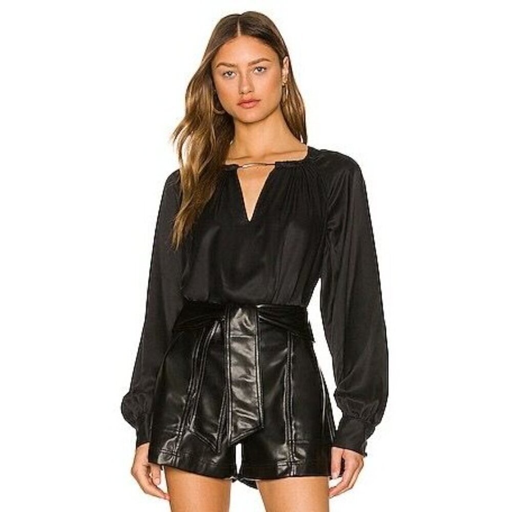 Jonathan Simkhai Standard Size XS  Delilah Essentials Long Sleeve Keyhole Top